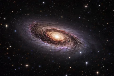 Spiral Galaxy Messier 81 in Deep Space