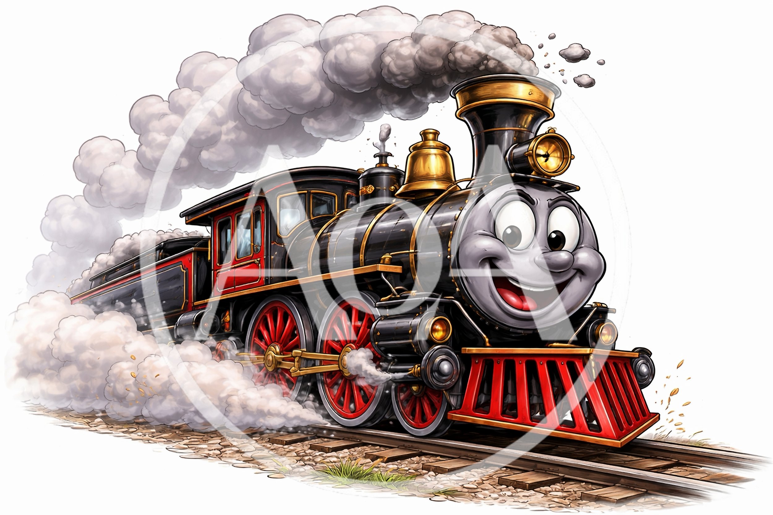 Animated Steam Locomotive With A Cheerful Face