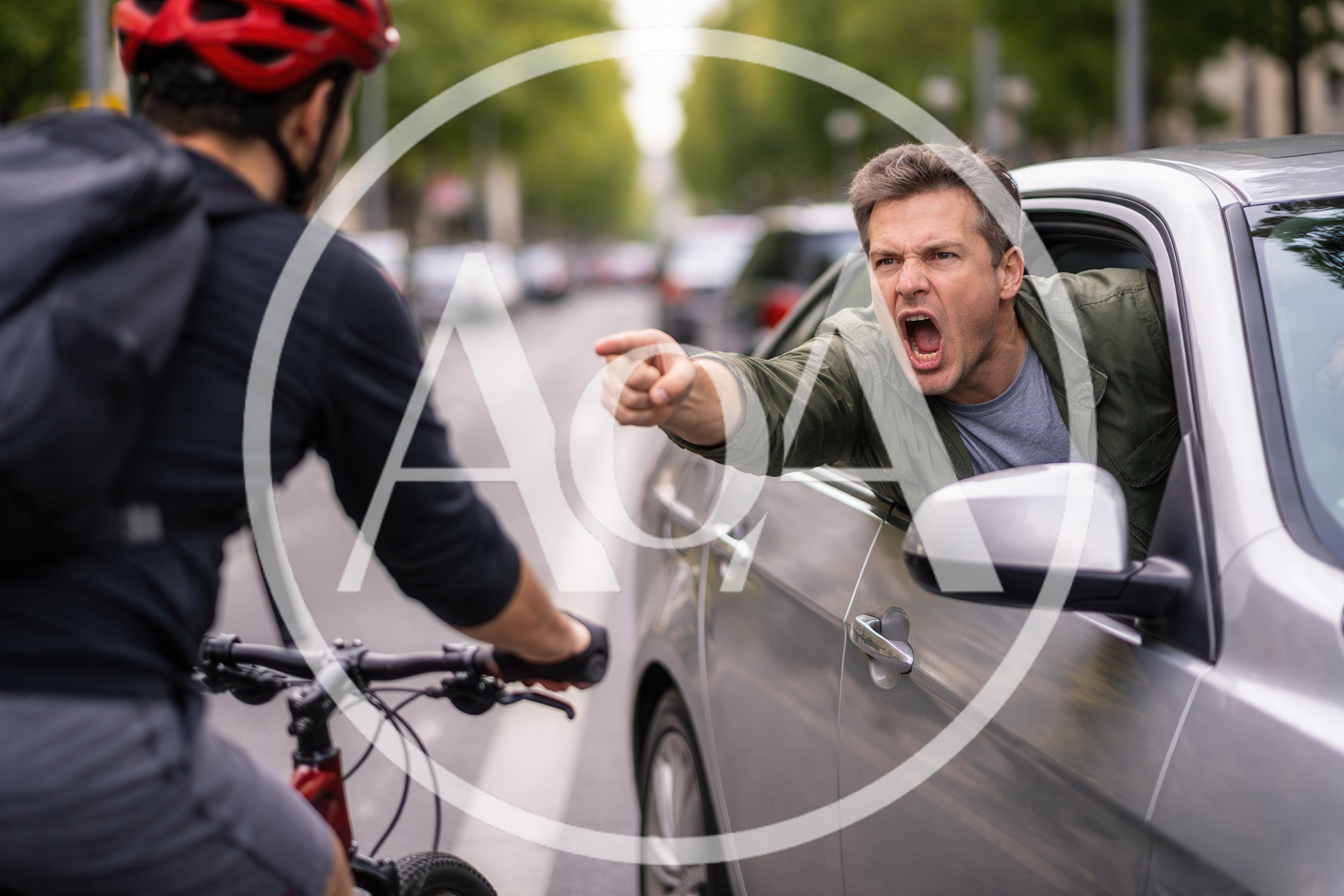 Angry Driver Shouting At A Cyclist On City Street