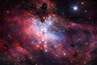 Stunning Cosmic Nebula With Glowing Stars And Gas Clouds