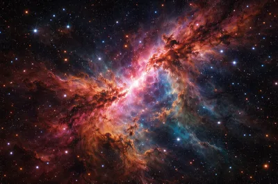 Vibrant Nebula Cloud In Deep Space