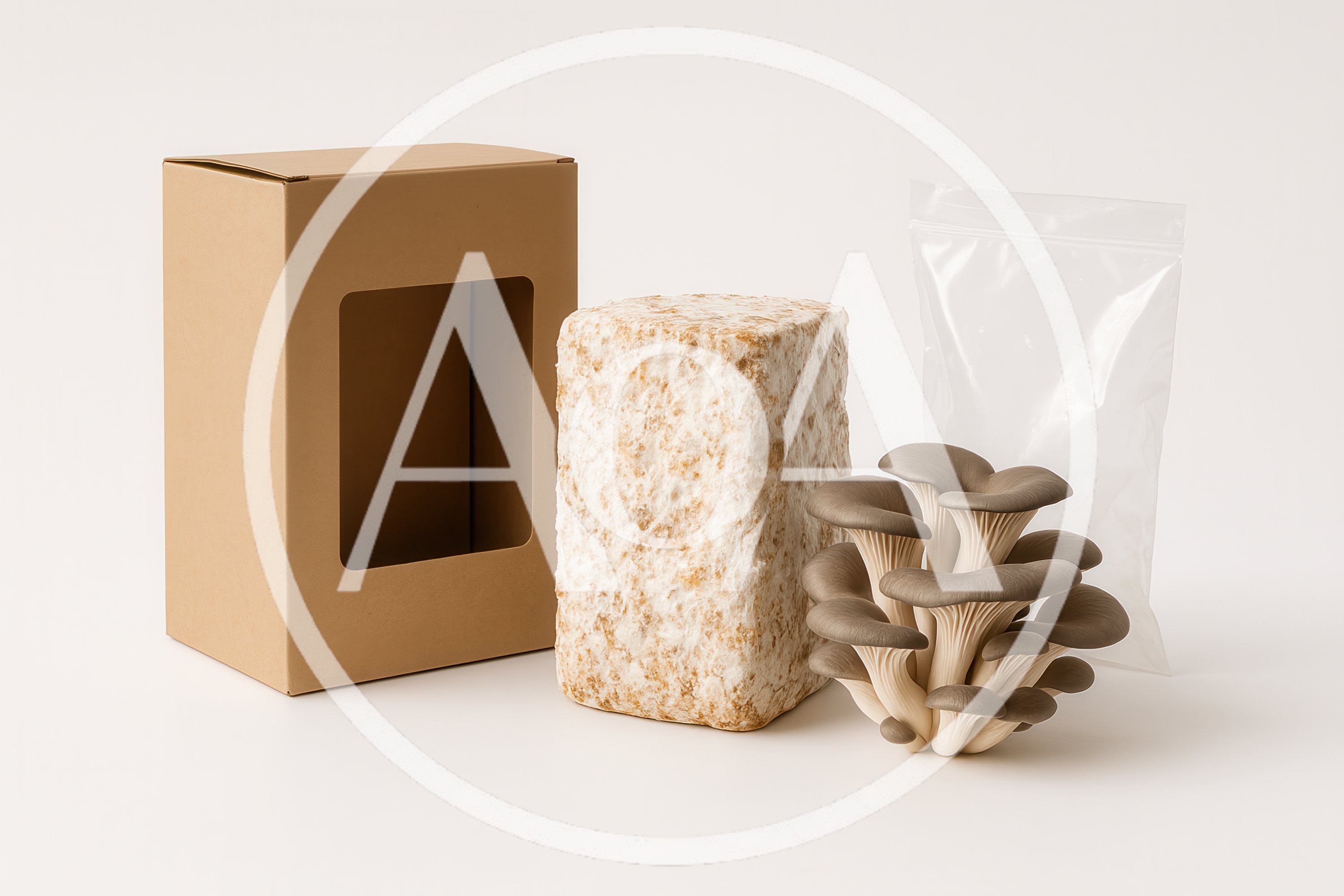 Mushroom Growing Kit With Substrate Block And Oyster Mushrooms