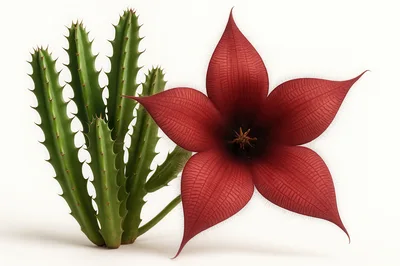 Stapelia Gigantea Succulent Plant With Large Red Flower