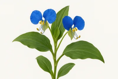 Asiatic Dayflower Plant With Vibrant Blue Blossoms