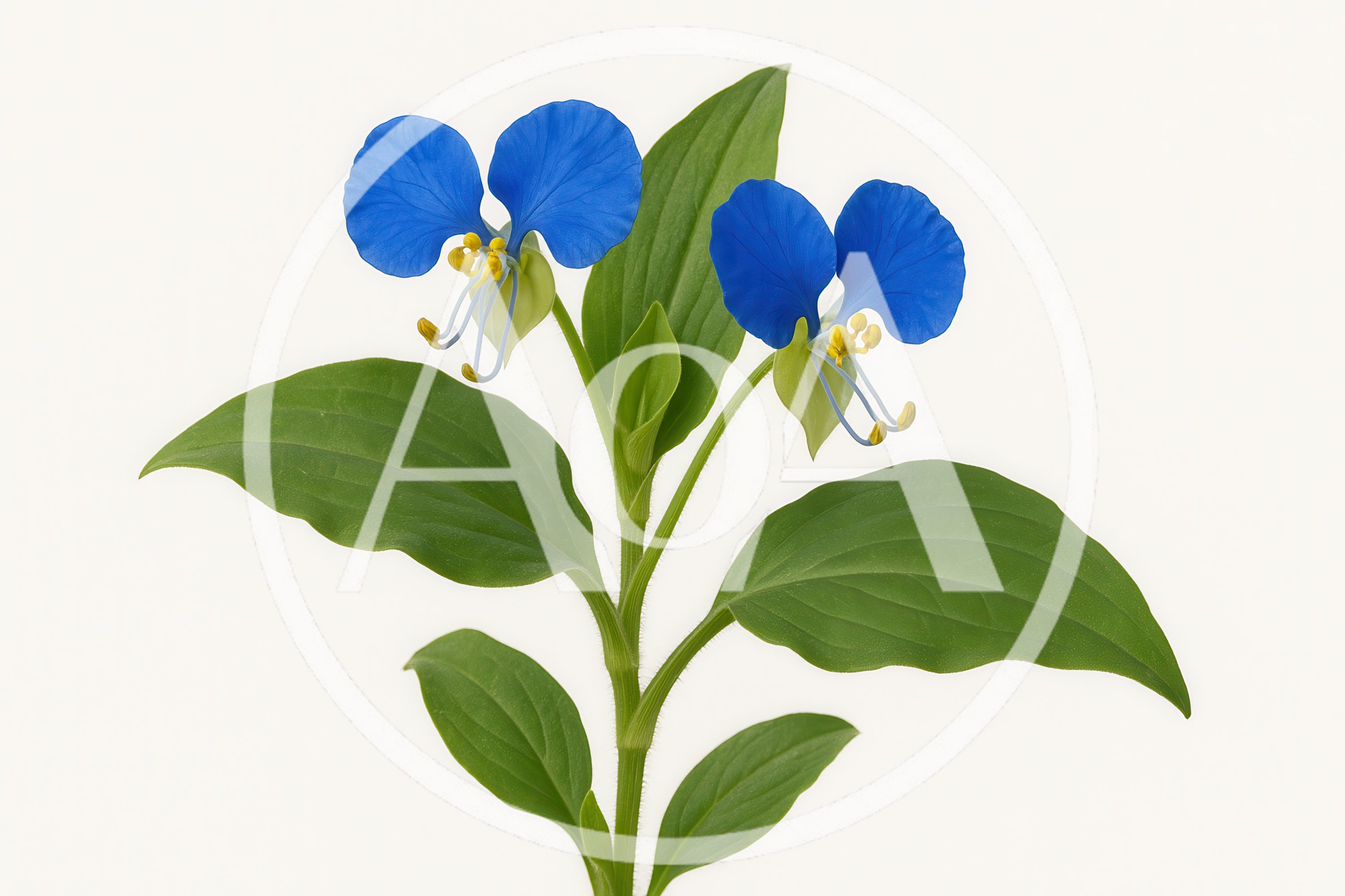 Asiatic Dayflower Plant With Vibrant Blue Blossoms