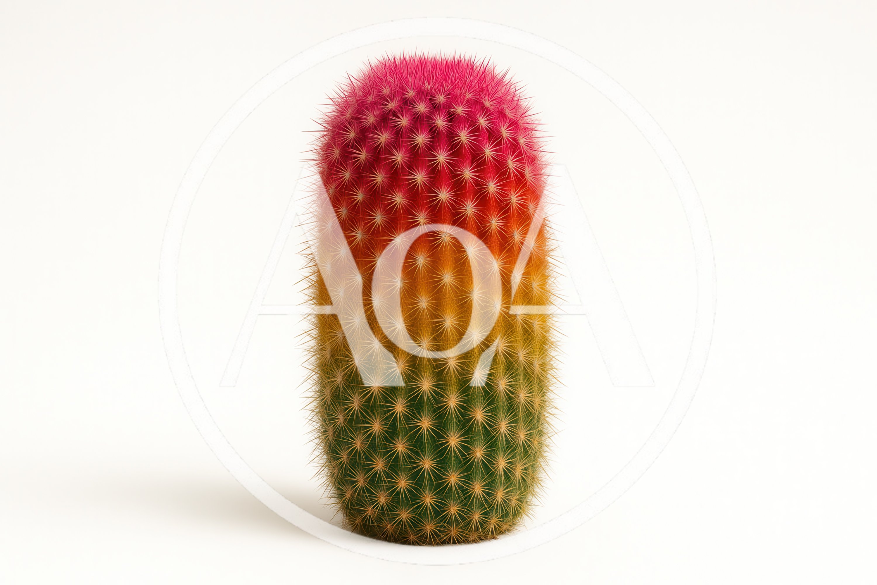 Gradient Rainbow Colored Cactus Isolated On White Background