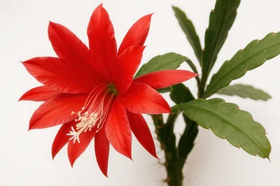 Vibrant Red Epiphyllum Cactus Flower In Full Bloom
