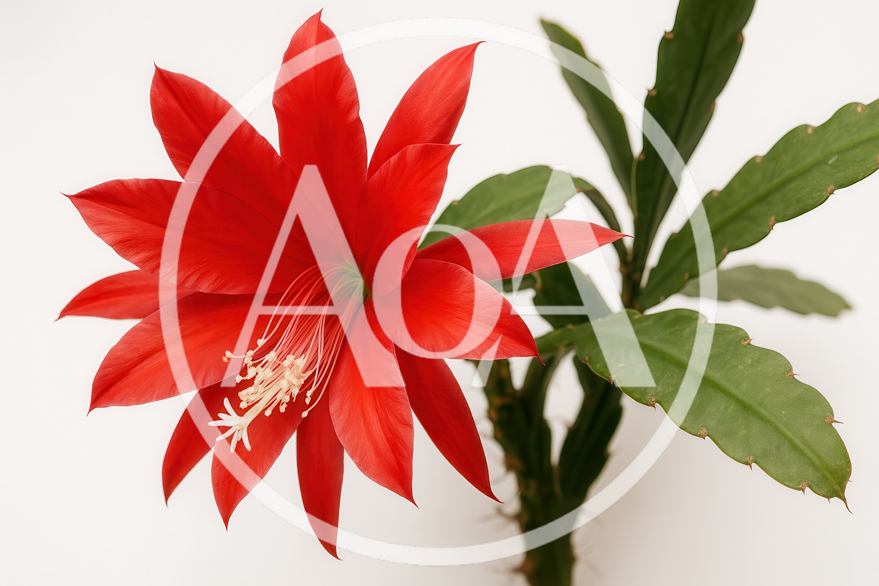 Vibrant Red Epiphyllum Cactus Flower In Full Bloom