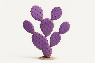 Purple Prickly Pear Cactus Isolated On White Background