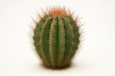 Single Barrel Cactus Isolated On White Background