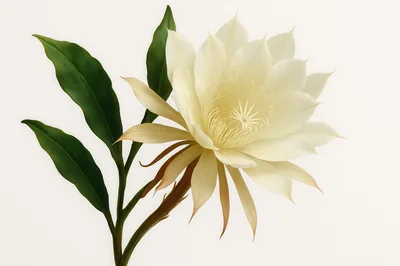 Blooming Epiphyllum Oxypetalum Flower With Green Leaves