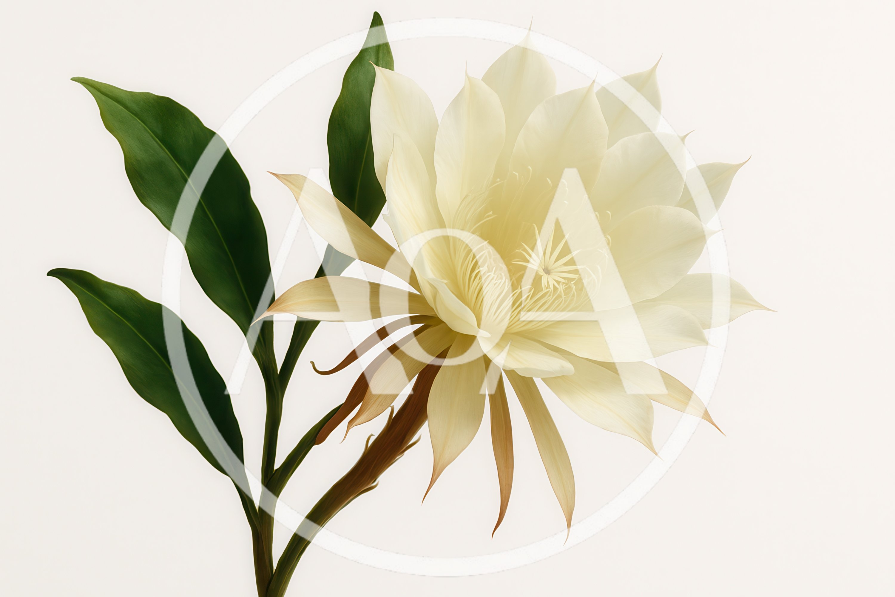 Blooming Epiphyllum Oxypetalum Flower With Green Leaves
