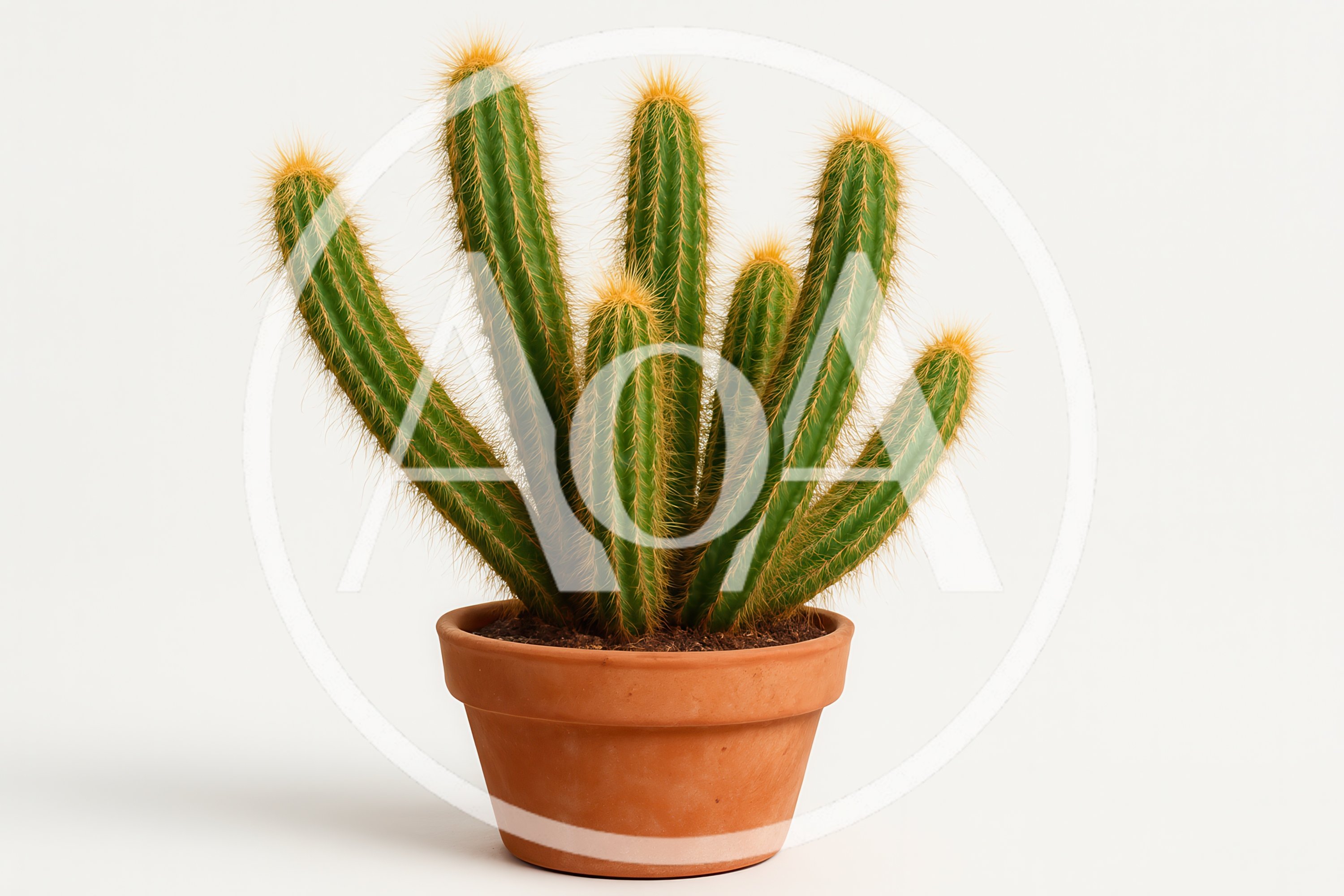 Potted Cactus Plant With Multiple Stems