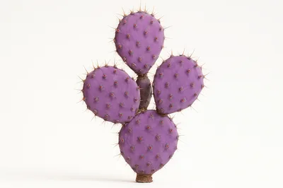 Purple Prickly Pear Cactus Isolated On White Background