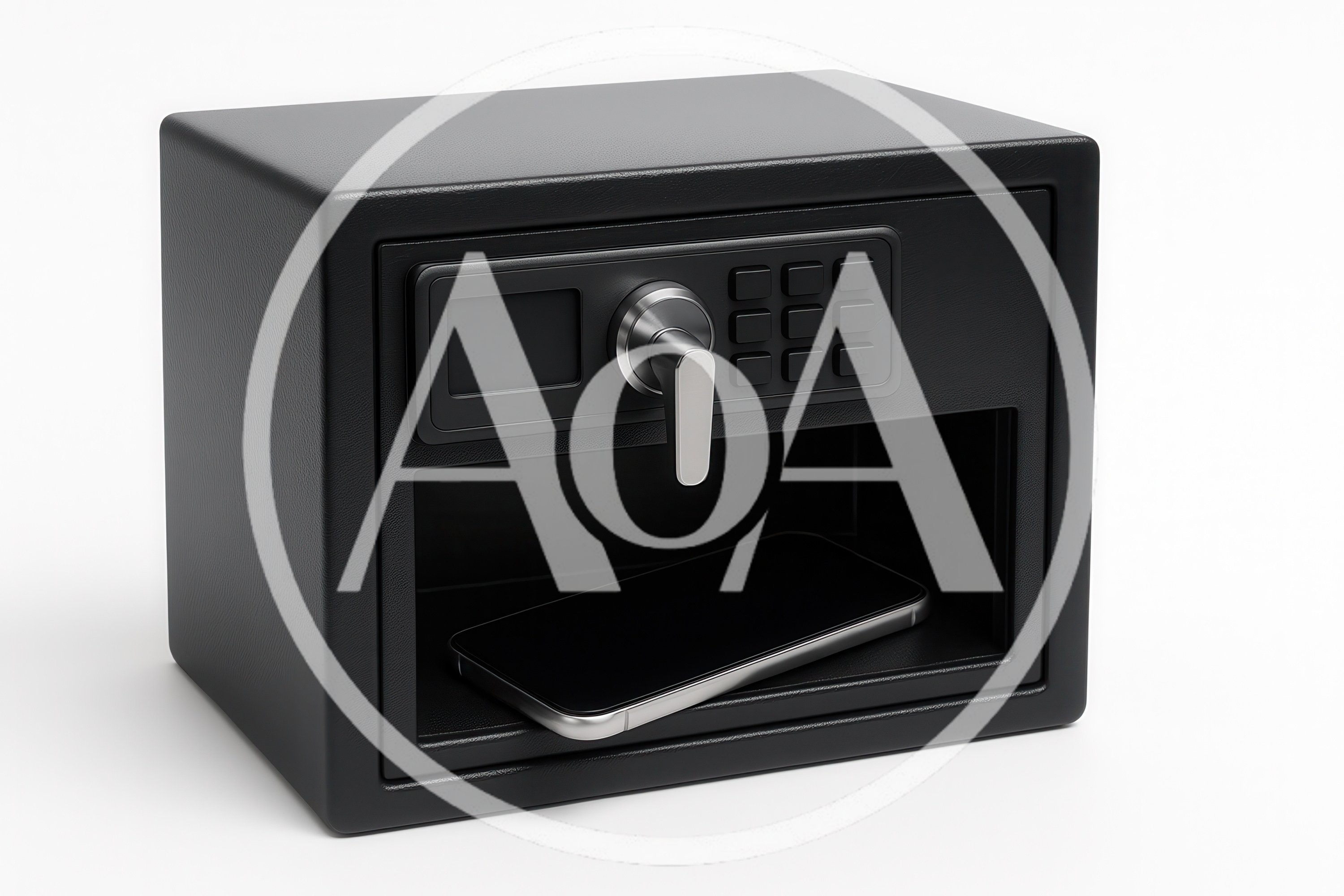 Black Electronic Security Safe With Smartphone Inside