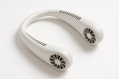 Portable Wearable Neck Fan on White Background
