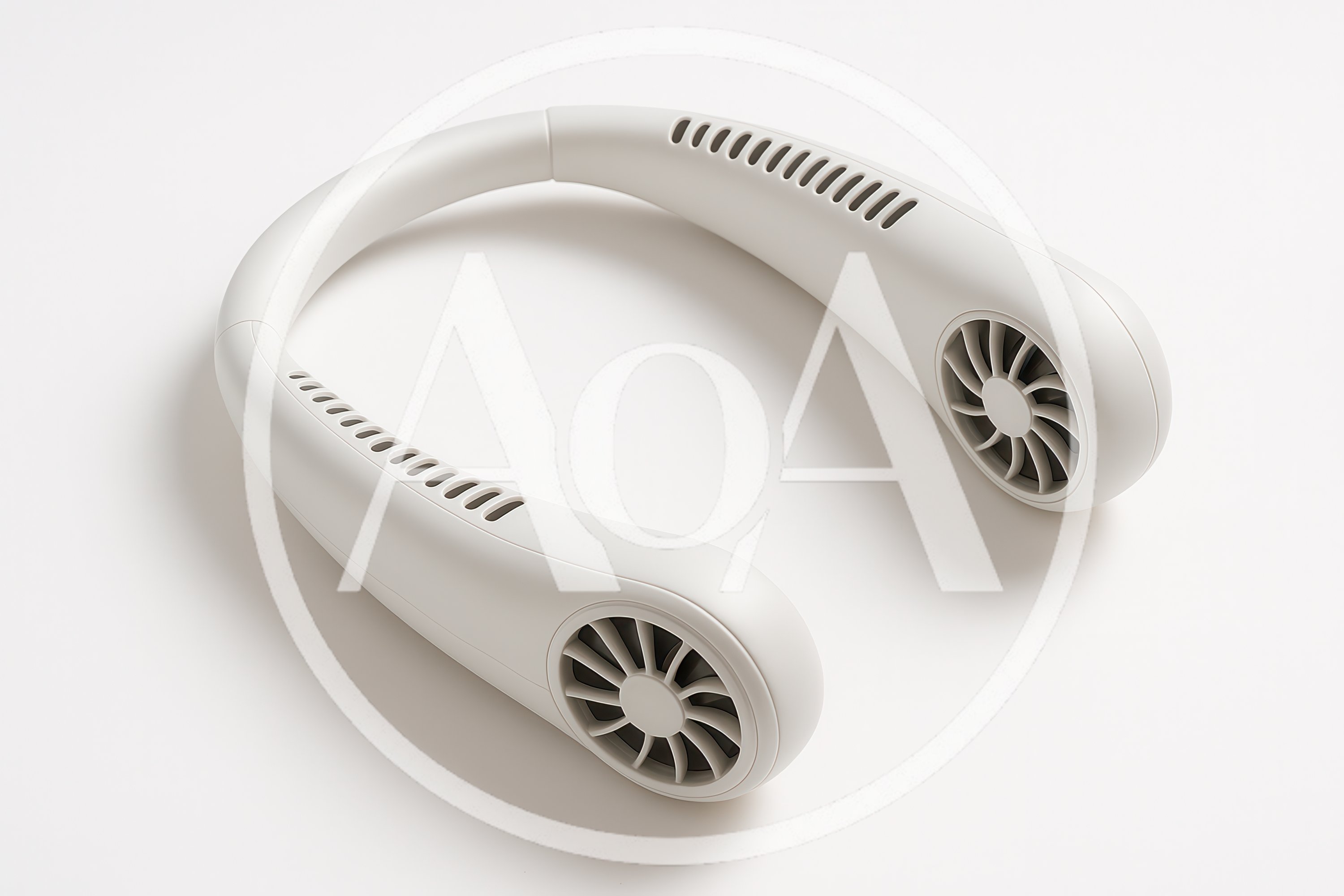 Portable Wearable Neck Fan on White Background