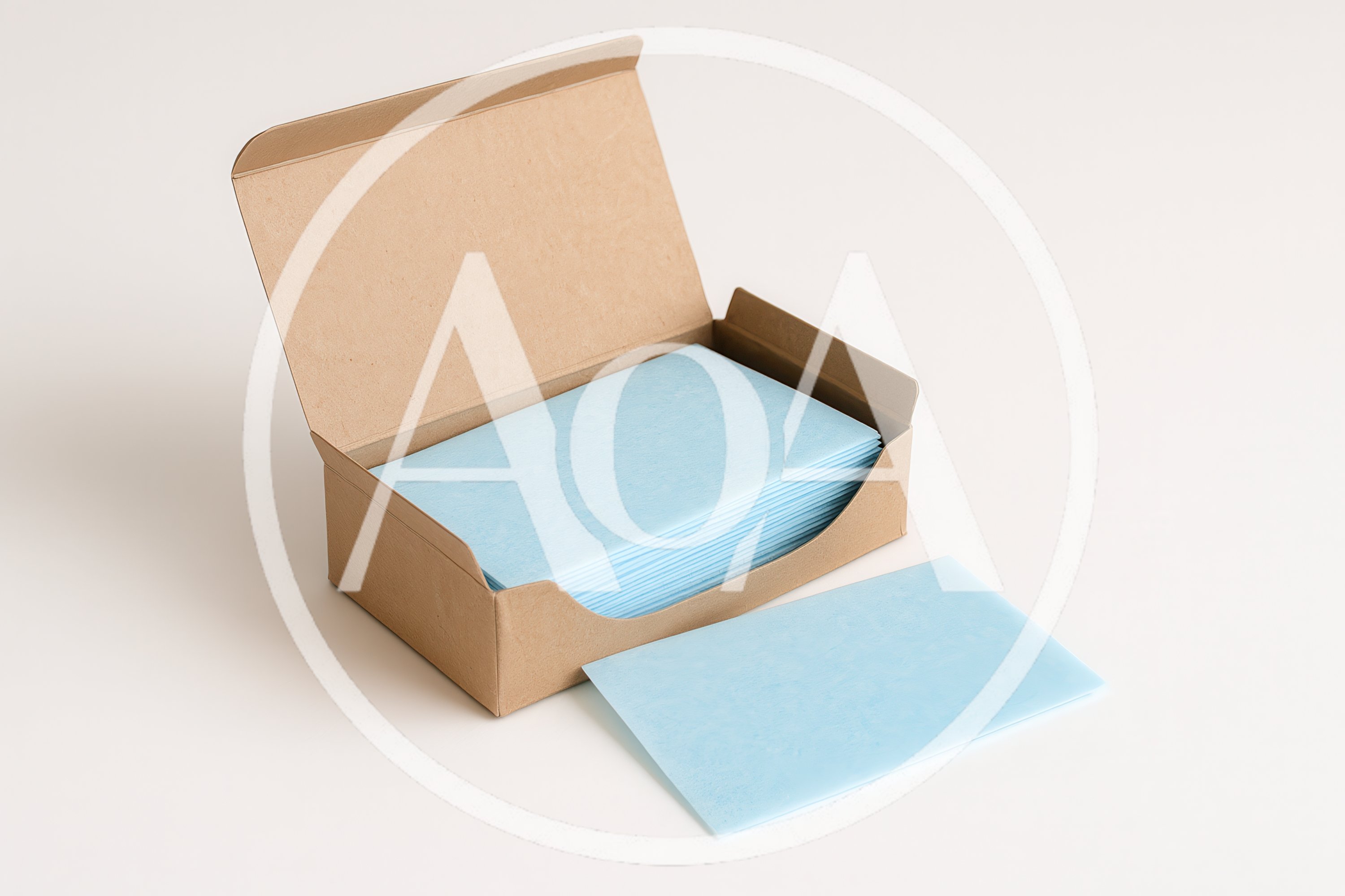 Stack Of Light Blue Paper In Cardboard Box