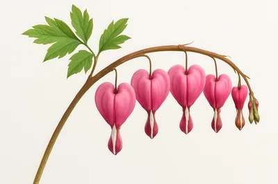 Bleeding Heart Flowers Hanging From A Stem