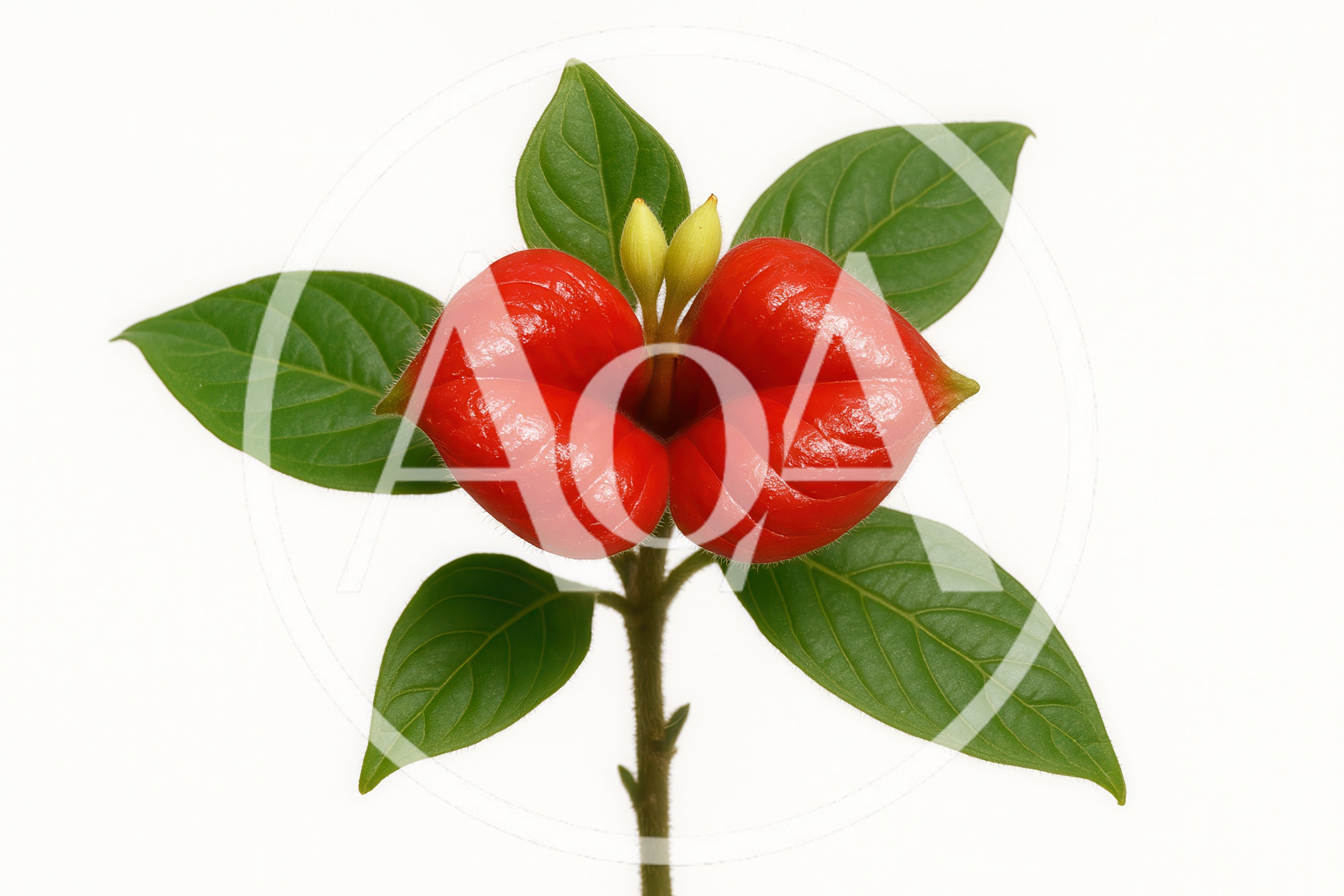 Psychotria Elata Hot Lips Flower Isolated On White