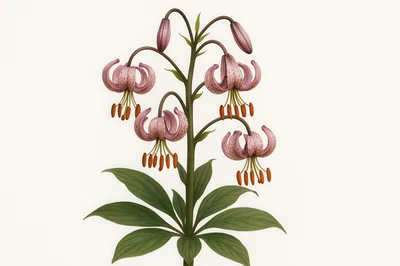 Botanical Illustration Of A Spotted Martagon Lily