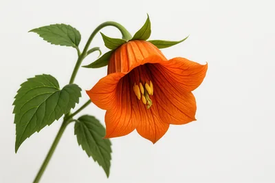 Single Orange Bell Shaped Flower On White Background