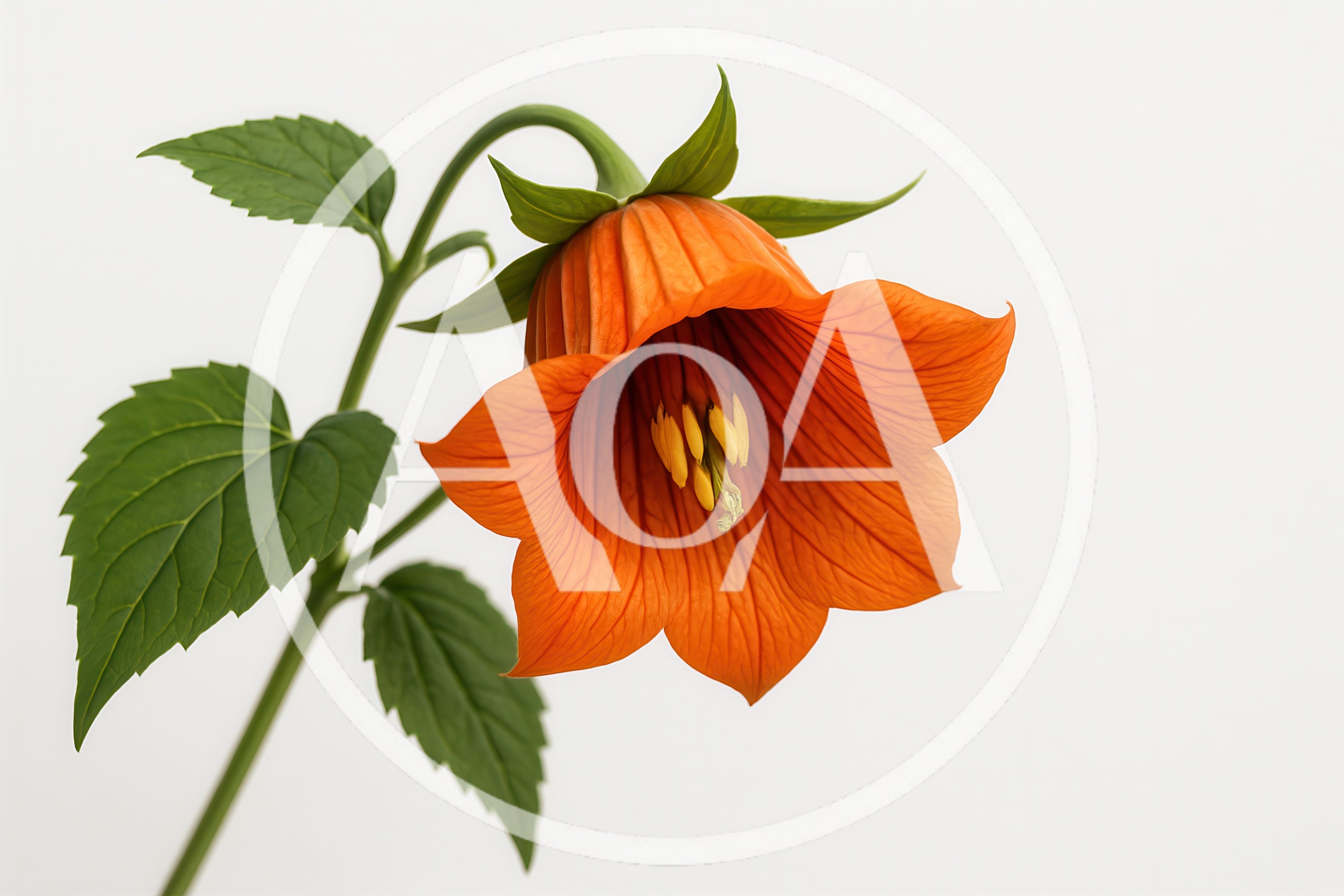 Single Orange Bell Shaped Flower On White Background