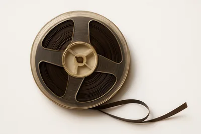 Vintage Magnetic Audio Tape Reel On White Background