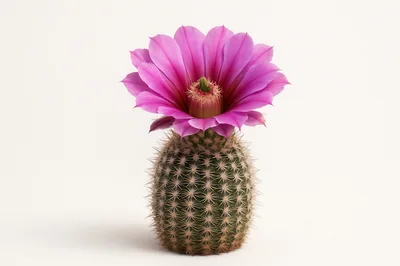 Blooming Potted Cactus With Vibrant Pink Flower