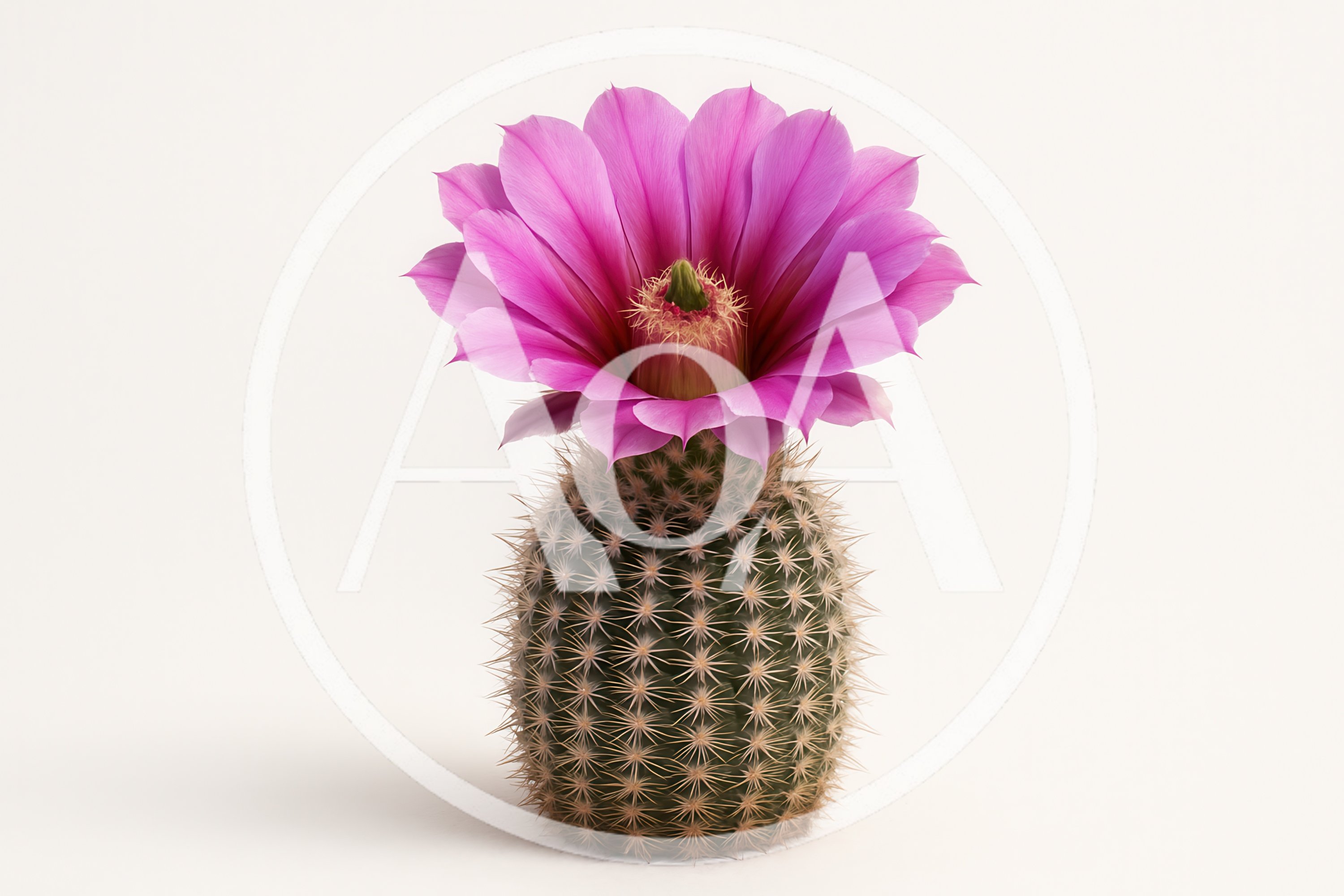 Blooming Potted Cactus With Vibrant Pink Flower