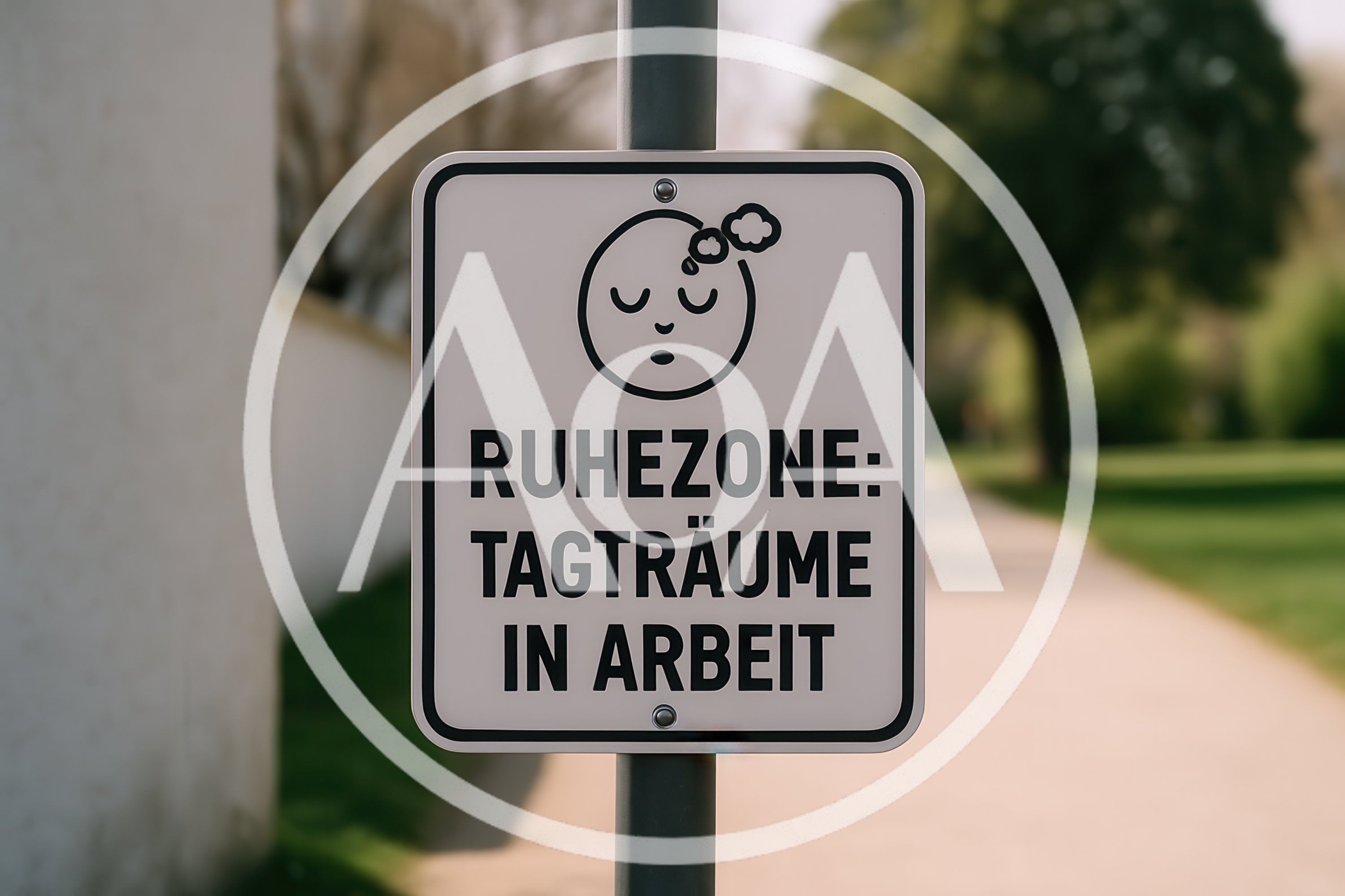 Quiet Zone Sign With Daydreaming Icon In A Park
