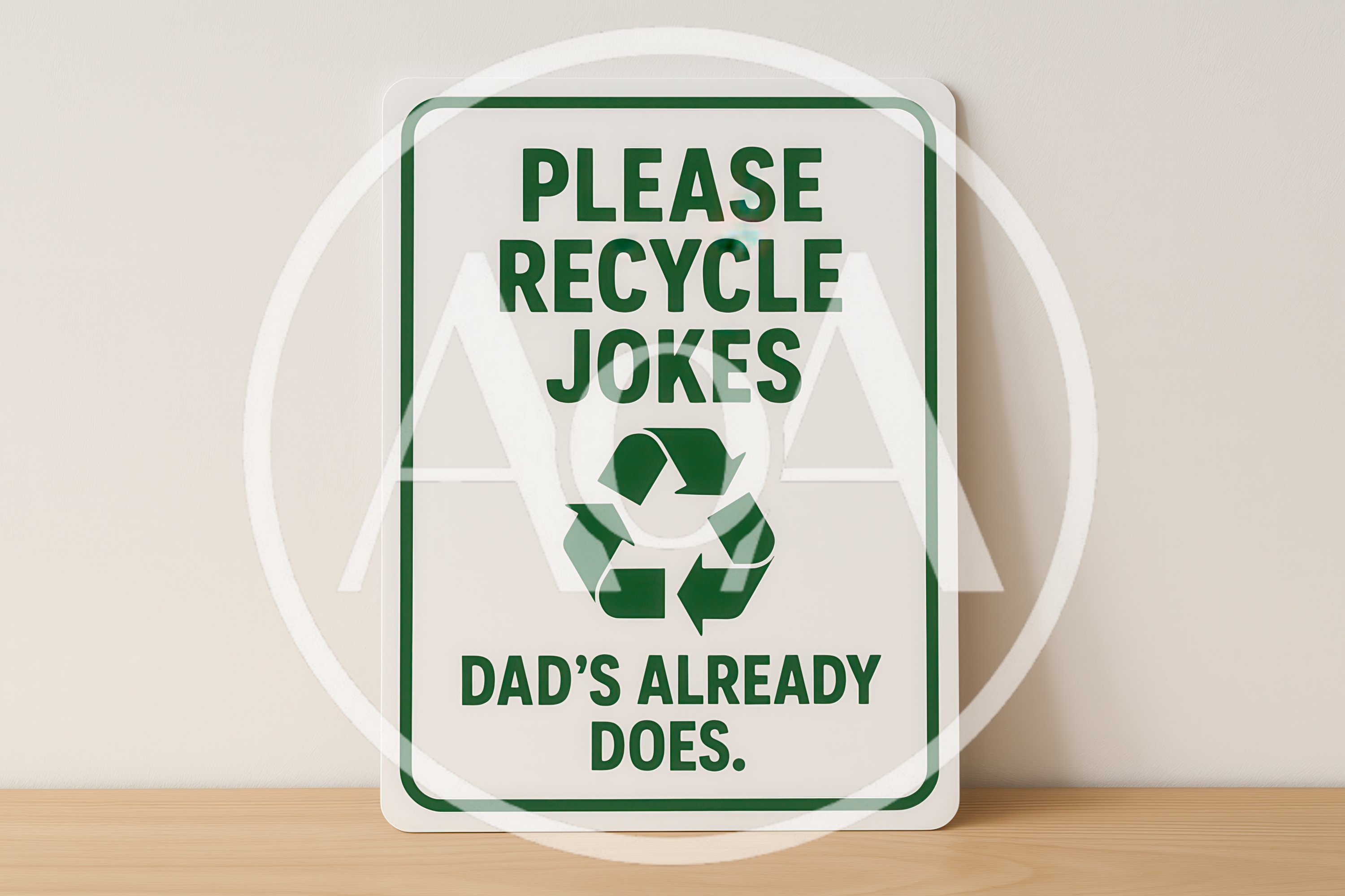 Humorous Please Recycle Jokes Sign On Wooden Surface