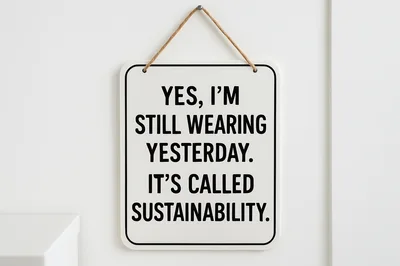 Sustainability Quote Sign Hanging On A White Wall