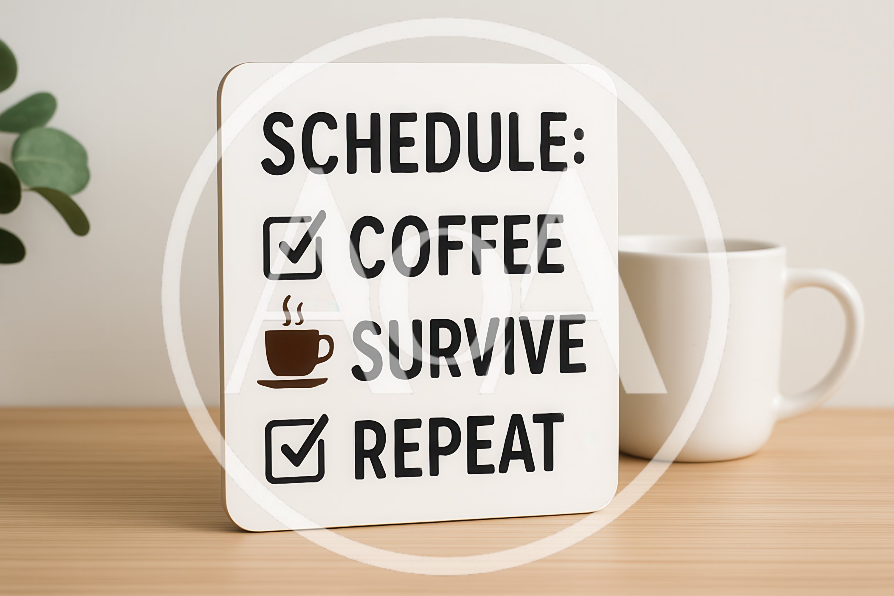 Coffee Schedule Sign on Wooden Desk