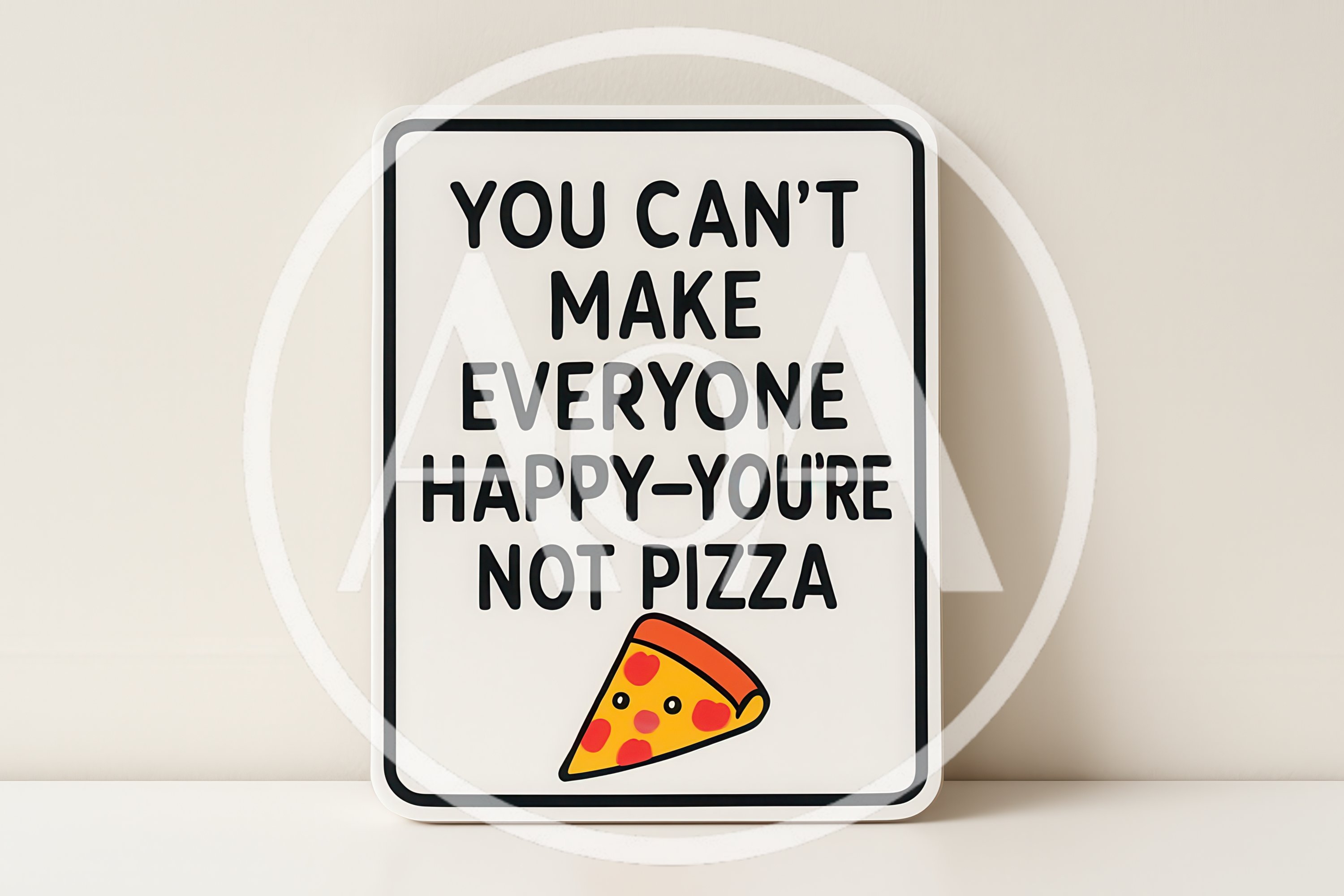 Funny Pizza Quote Sign On A Plain Background