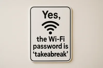 Wi-Fi Password Sign on a Plain Wall