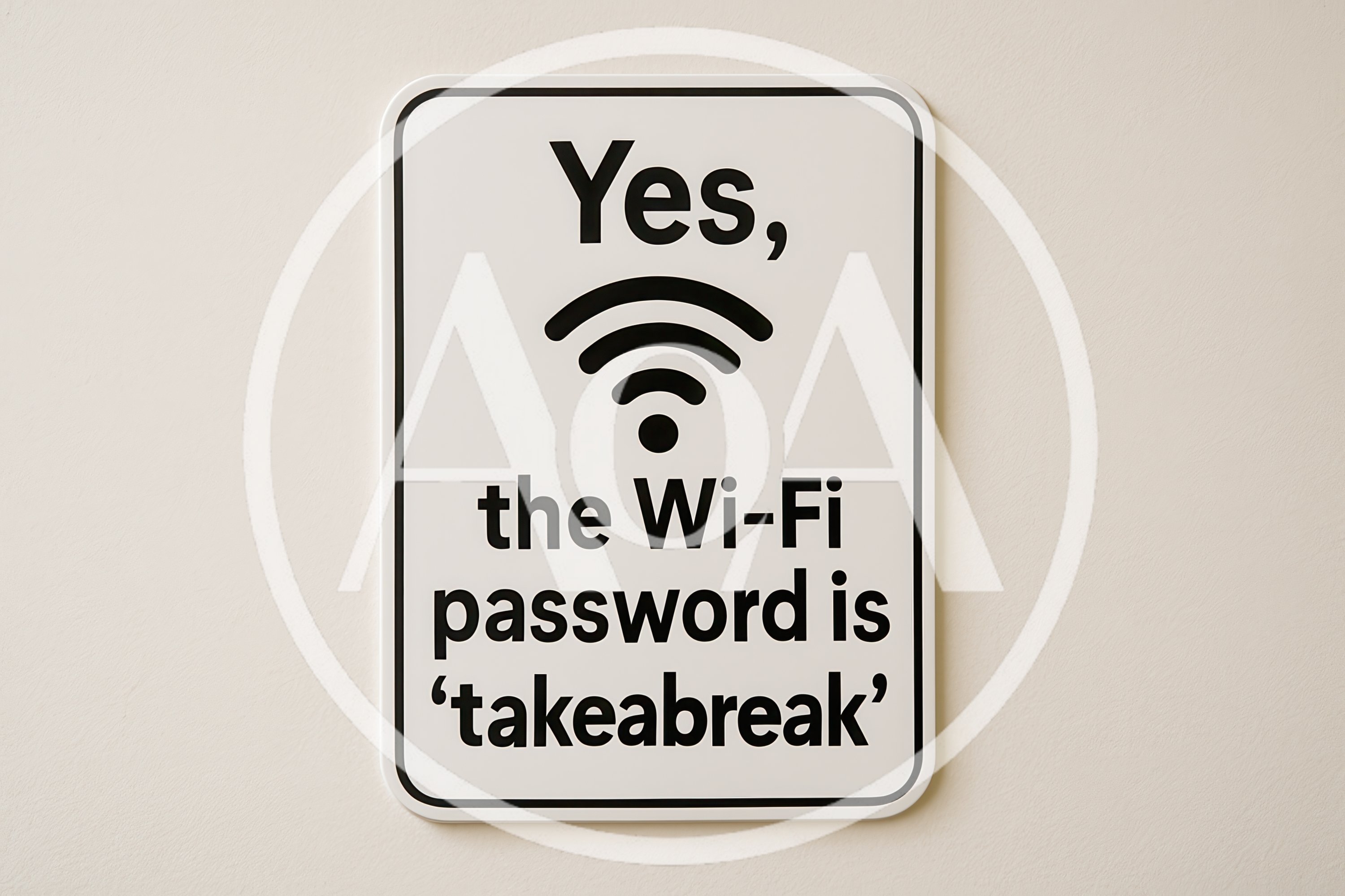 Wi-Fi Password Sign on a Plain Wall