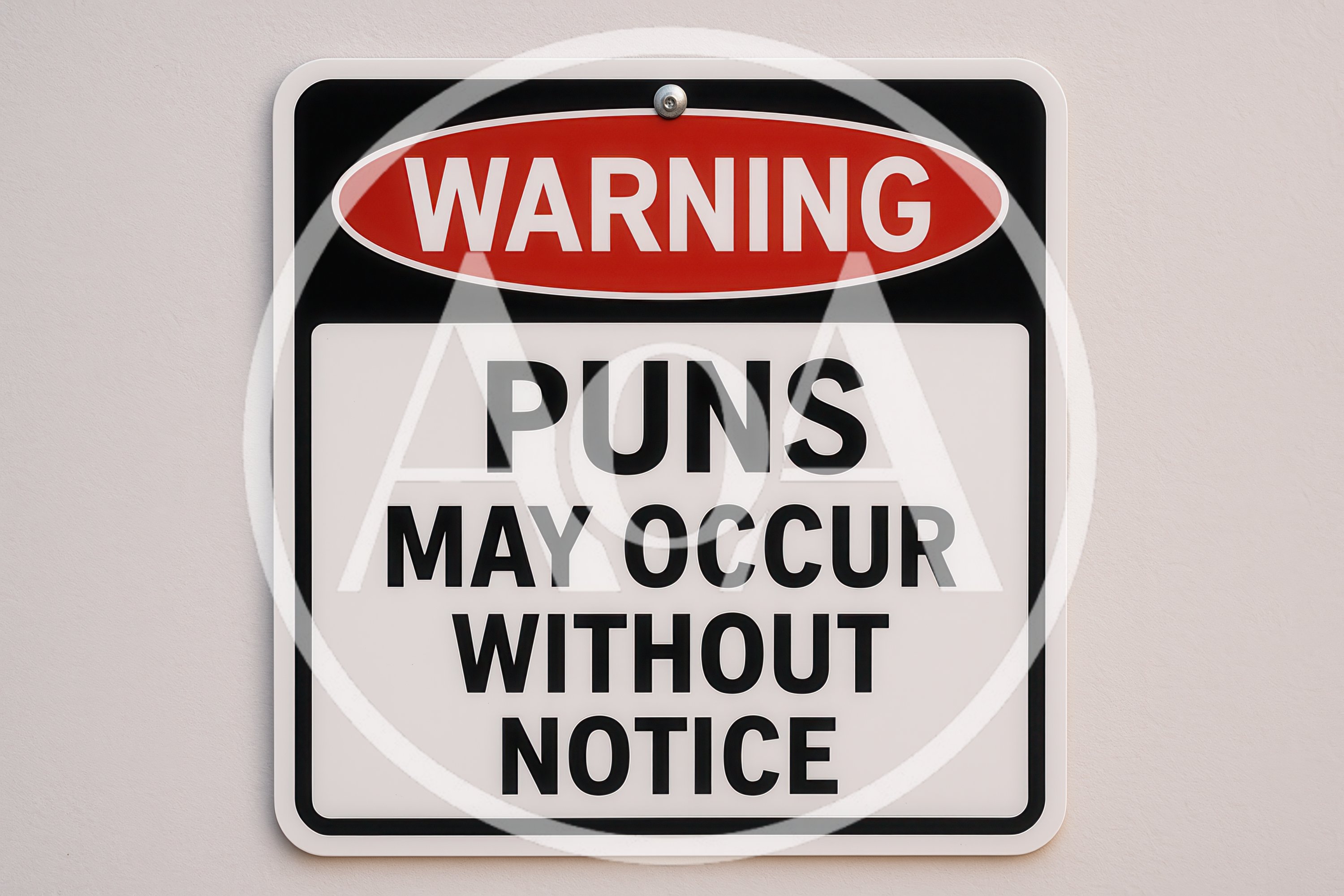 Warning Puns May Occur Without Notice Sign