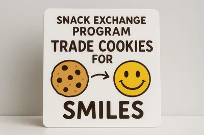 Snack Exchange Program Sign With Cookie And Smiley Face
