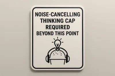 Noise Cancelling Thinking Cap Required Sign