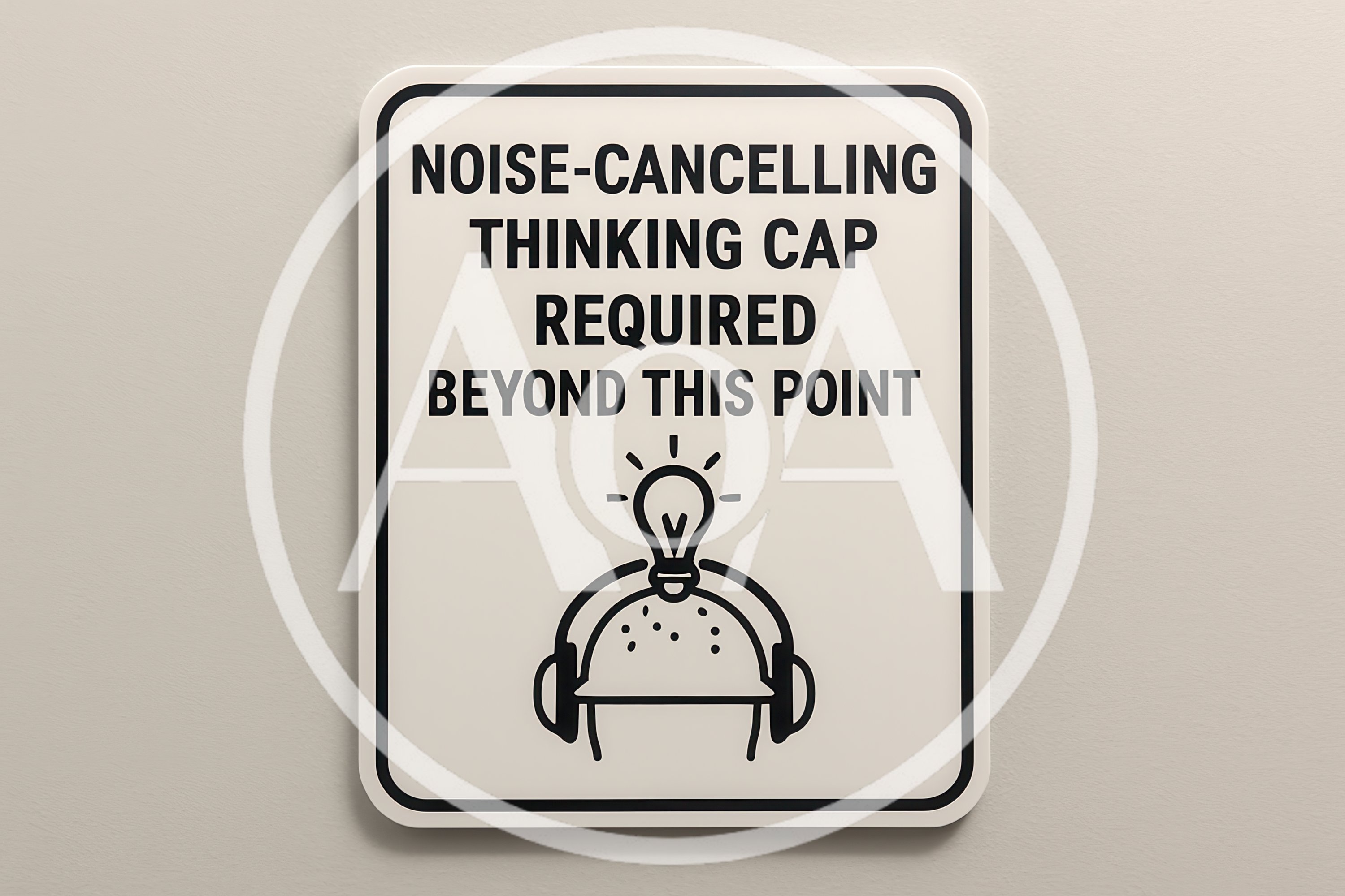 Noise Cancelling Thinking Cap Required Sign