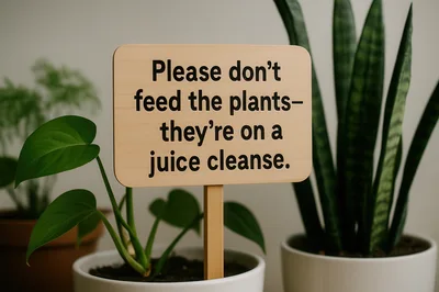 Humorous Sign In A Potted Plant