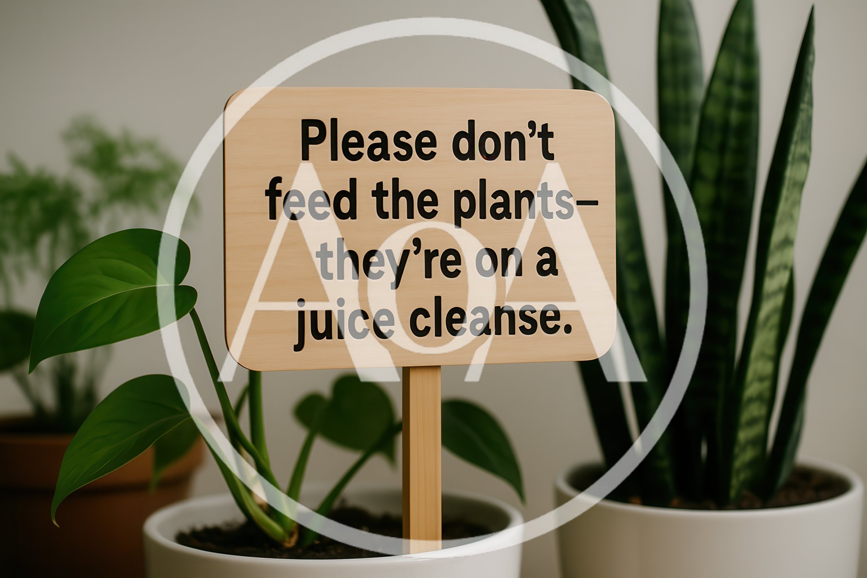 Humorous Sign In A Potted Plant