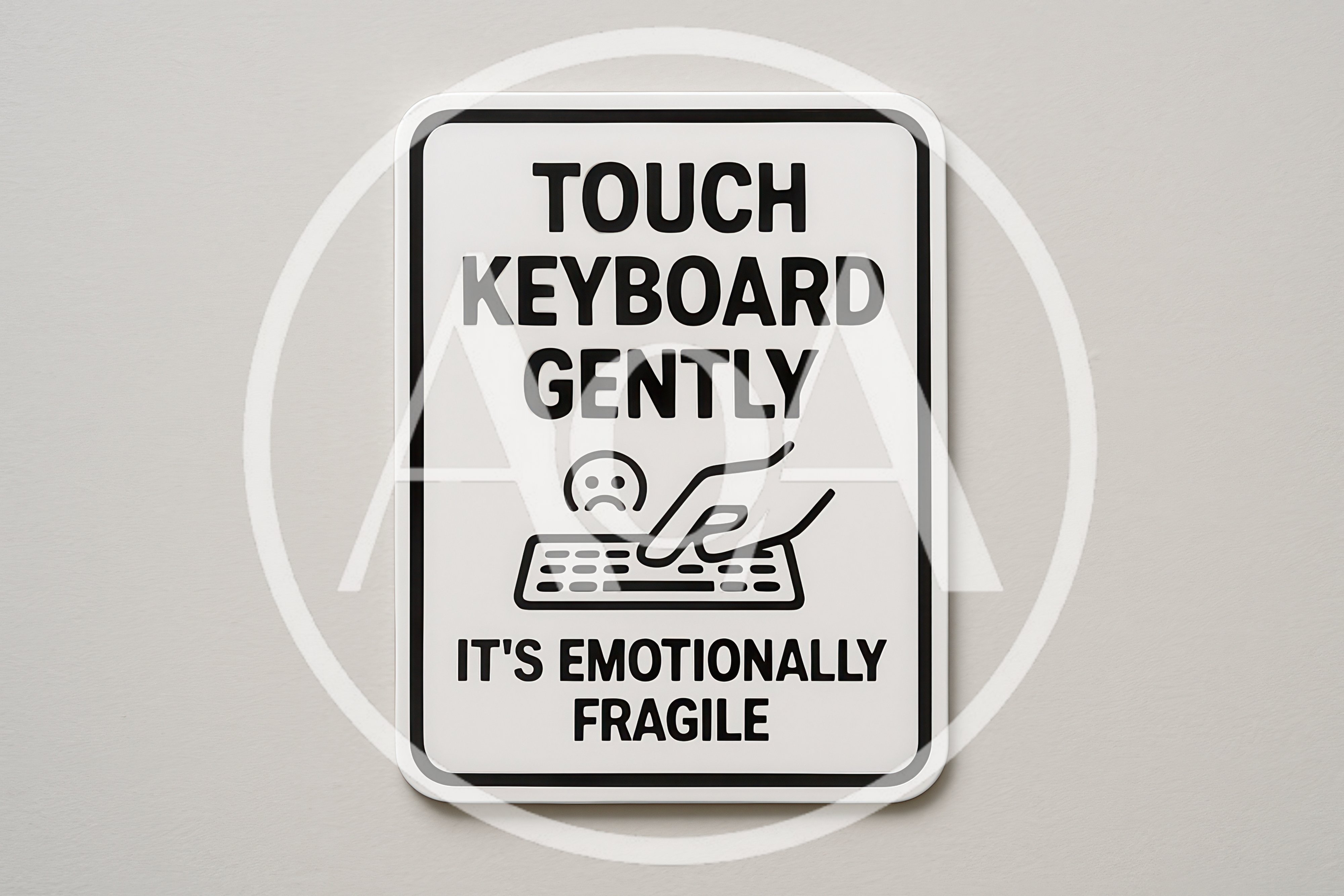 Humorous Sign Warning To Touch Keyboard Gently