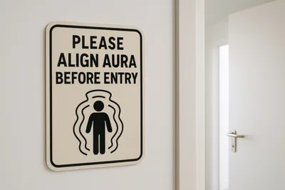 Signage Instructing To Align Aura Before Entry