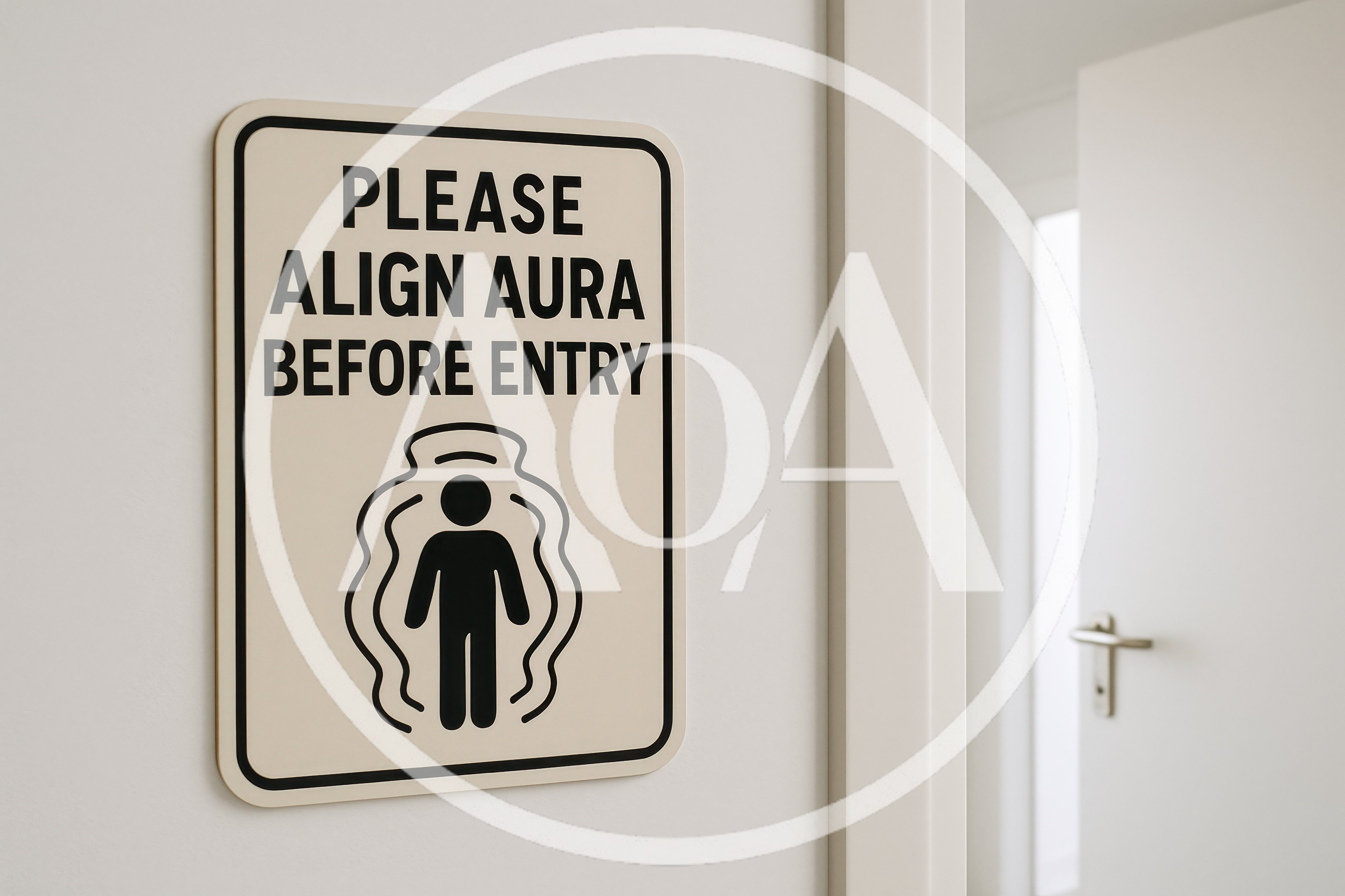 Signage Instructing To Align Aura Before Entry