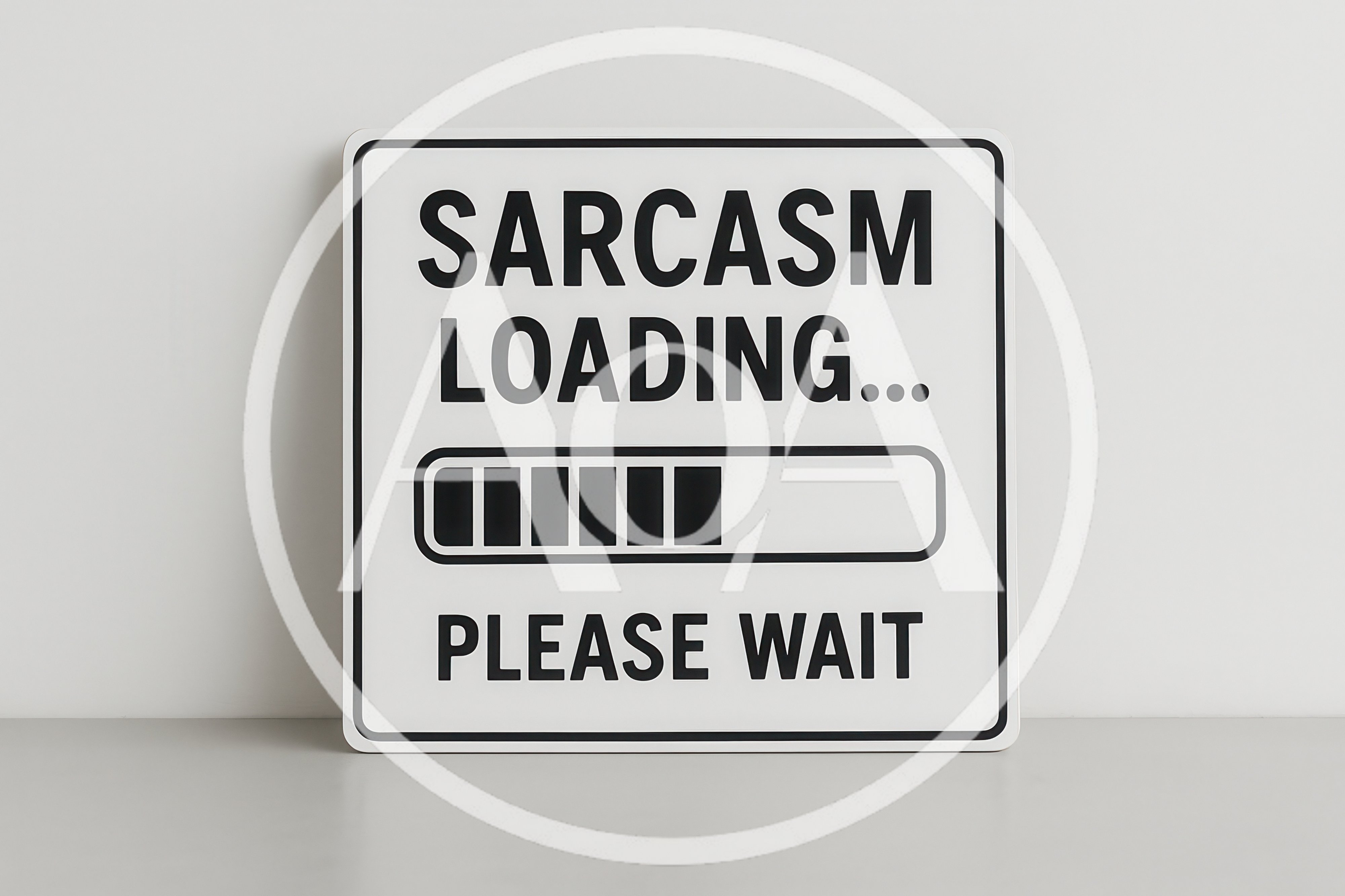 Sarcasm Loading Sign On A White Background