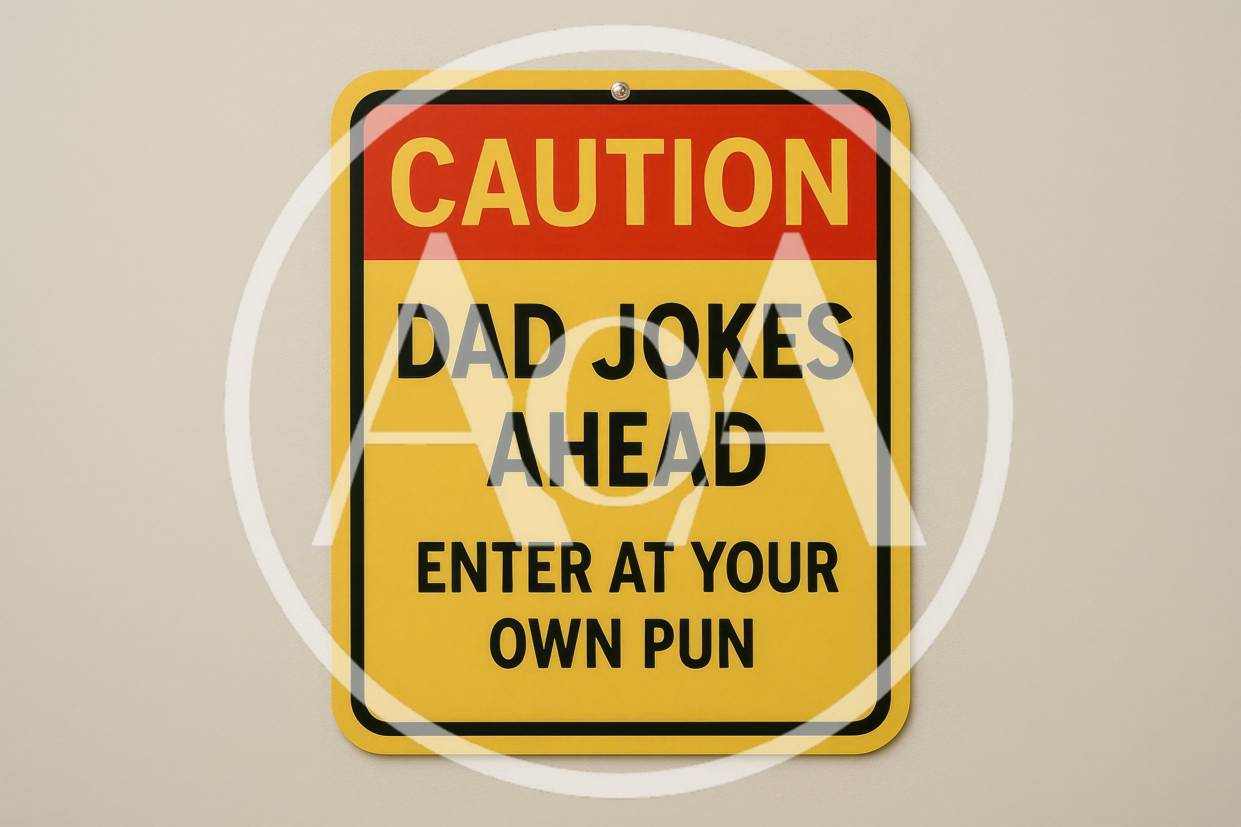 Caution Dad Jokes Ahead Sign on Wall