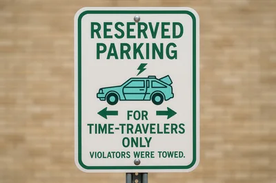 Reserved Parking For Time Travelers Sign