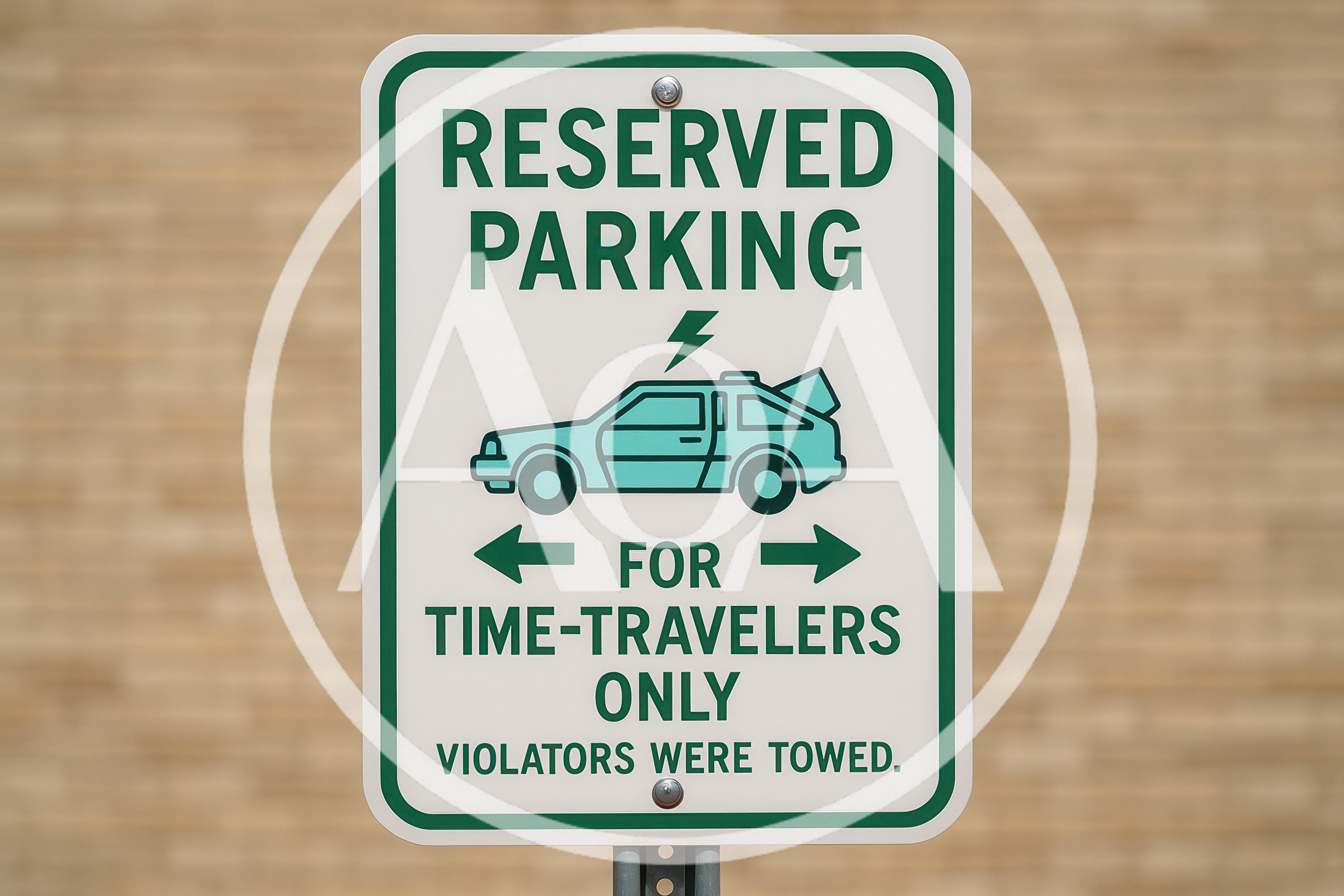 Reserved Parking For Time Travelers Sign